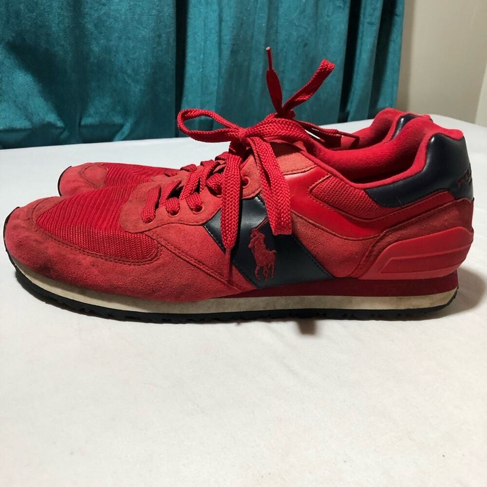 Polo Ralph Lauren sport mens slaton pony red blue lace up sneakers 14D classic